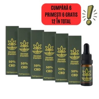 Hemp Farms Ulei CBD 50% – pachet 6 × 10 ml, 30.000 mg, full spectrum