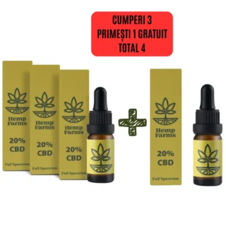 Hemp Farms Ulei CBD 20% – pachet 3 × 10 ml, 6.000 mg, full spectrum