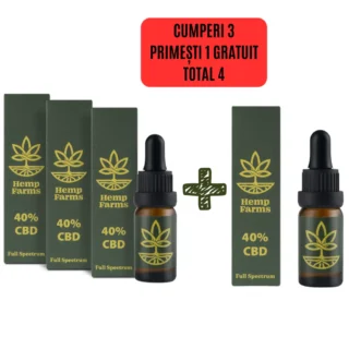Hemp Farms Ulei CBD 40% – pachet 3 × 10 ml, 12.000 mg, full spectrum