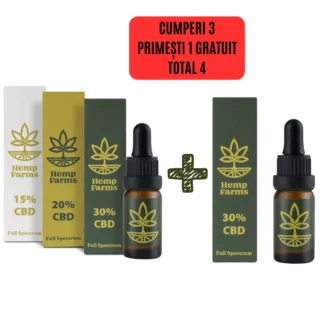 Hemp Farms Ulei CBD pachet mixt 15% + 20% + 30% – 3 × 10 ml