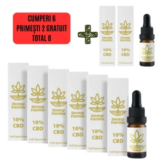 Hemp Farms Ulei CBD 10% – pachet 6 × 10 ml, 6.000 mg, full spectrum
