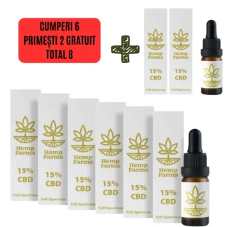 Hemp Farms Ulei CBD 15% – pachet 6 × 10 ml, 9.000 mg, full spectrum