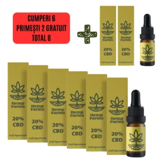 Hemp Farms Ulei CBD 20% – pachet 6 × 10 ml, 12.000 mg, full spectrum