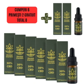 Hemp Farms Ulei CBD 30% – pachet 6 × 10 ml, 18.000 mg, full spectrum