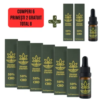 Hemp Farms Ulei CBD 50% – pachet 6 × 10 ml, 30.000 mg, full spectrum
