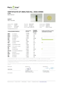 Certificat de analiză (COA) de la laboratorul PharmaHemp pentru uleiul CBD Hemp Farms 30%